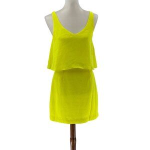 Dolce Vita Yellow Sleeveless Dress Size M Polyester Lace-Up Back